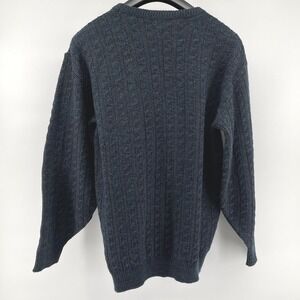 VTG‎ River Island Textured Knit Sweater Men Lg Tall Blue Gray Acrylic Crew Neck